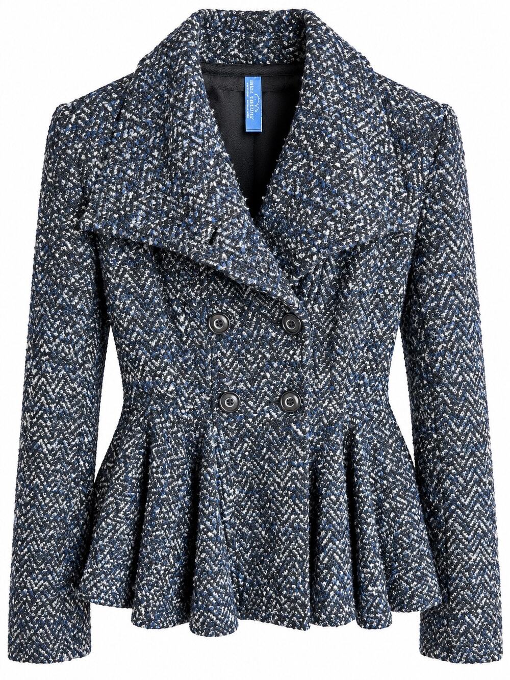 Free People Bouclé Tweed Peplum Jacket Double Breasted